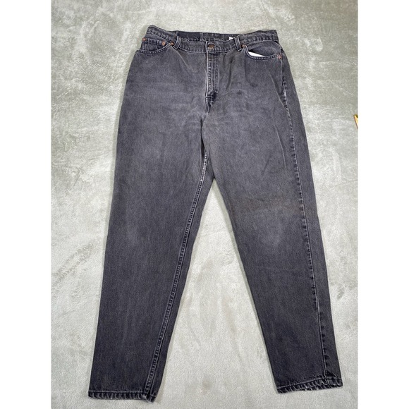 Levi's 522 Jeans Tapered Leg High Waist Black Denim Vintage‎ 1996  Size 18 - Picture 1 of 13